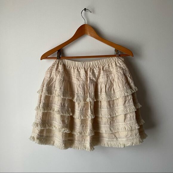 Joh Cream Fringe Skirt Size Small - Picture 4 of 6
